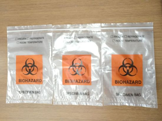 LDPE Triple Layer Biohazard Specimen Bag Zip Top Bag
